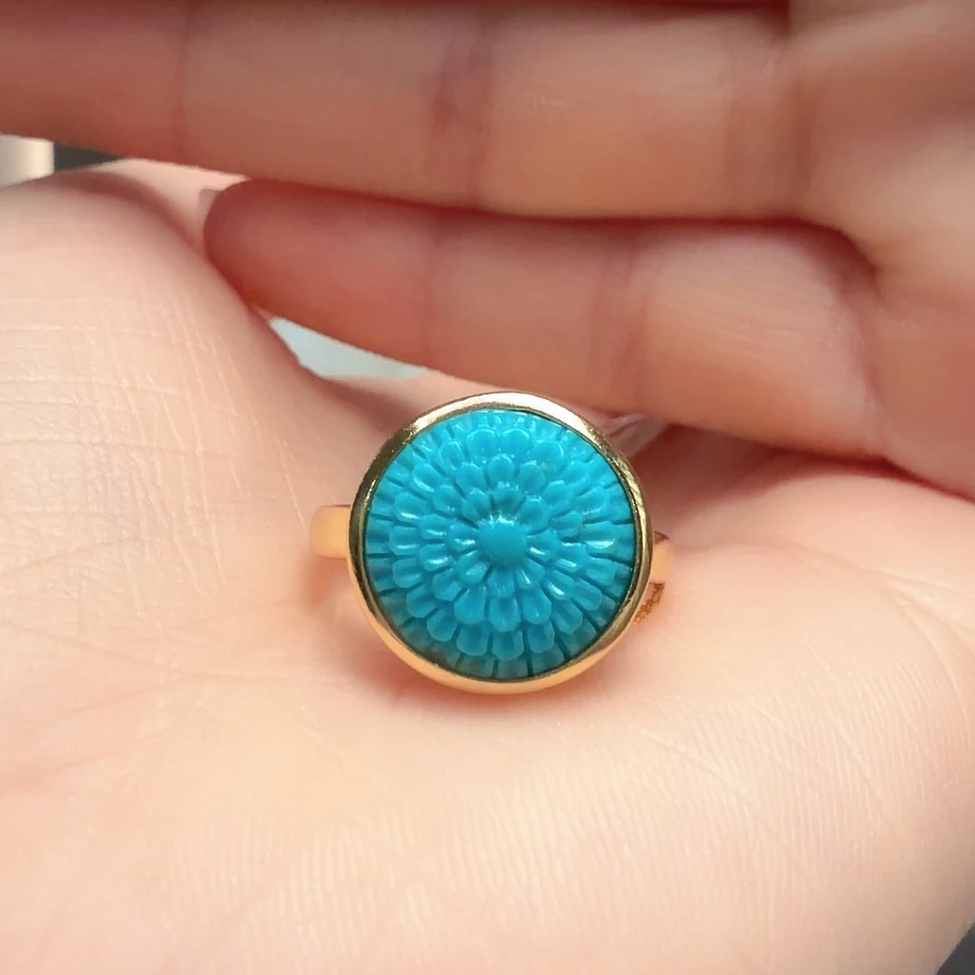 绿松石银S925镶嵌戒指