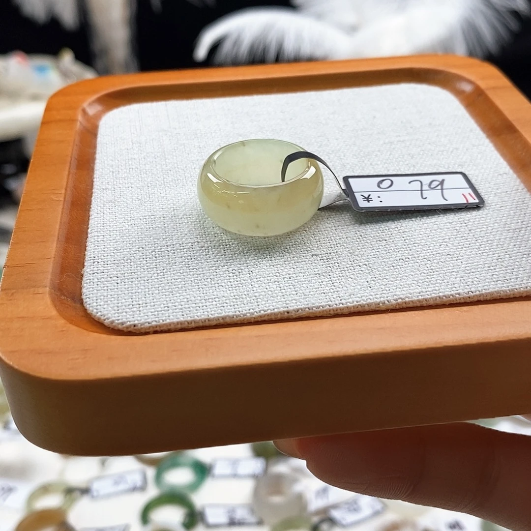 和田玉未镶嵌戒指47晴水糖墩墩内径17.0港码14