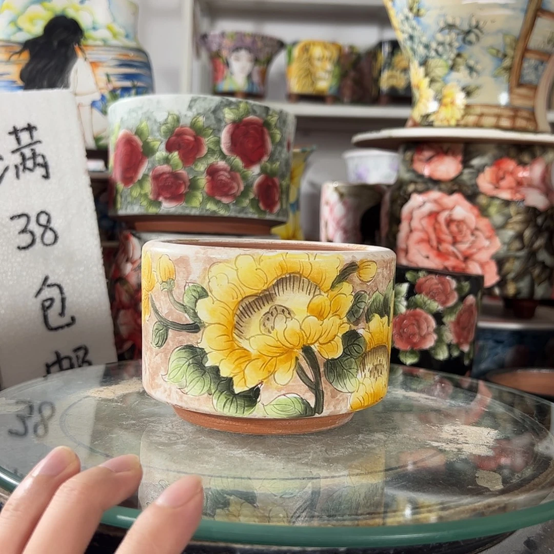 景德镇手绘花盆幸运花盆