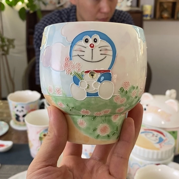 悄***悄瓷片景德镇釉下彩手绘