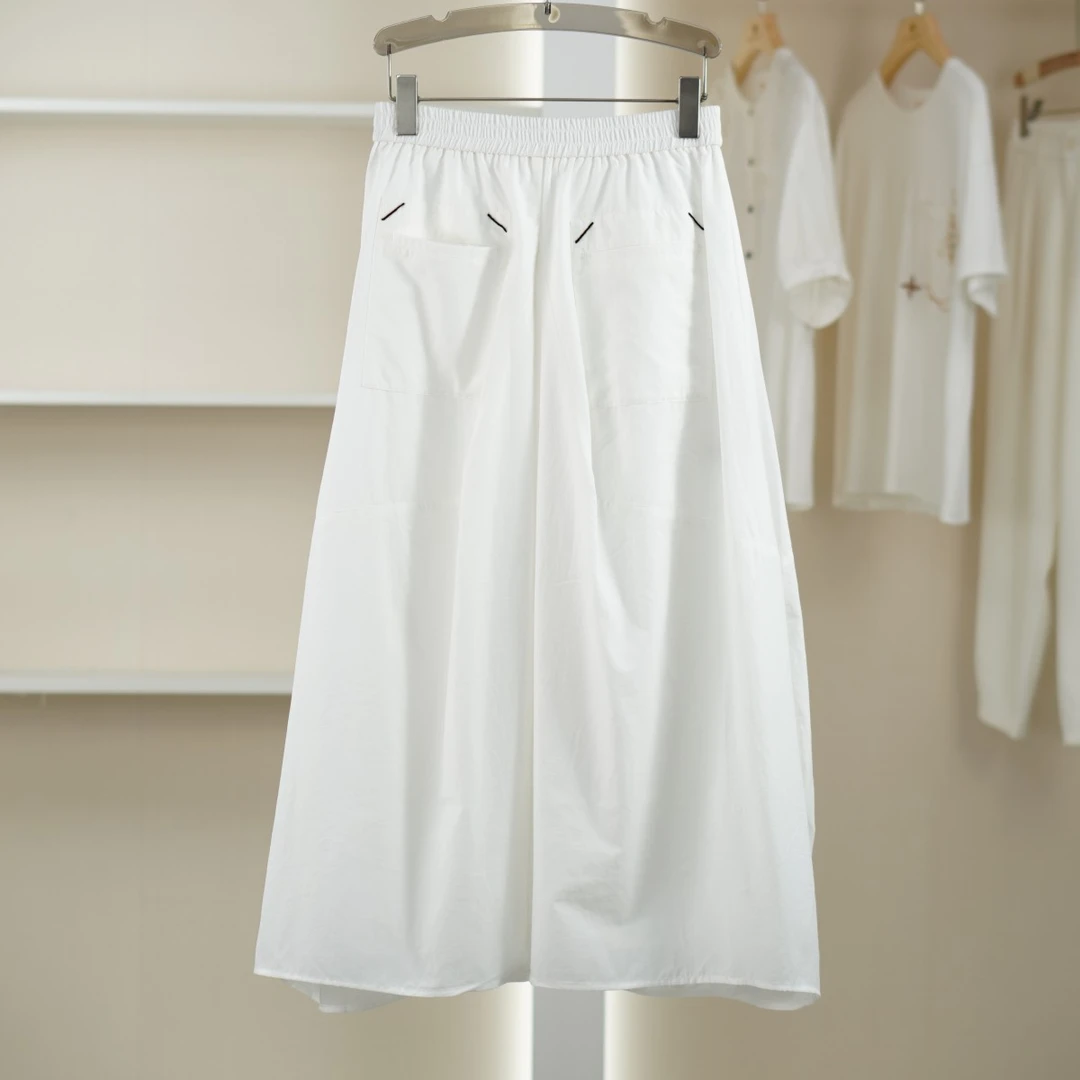 麦迪尚品【曼】5060153 春夏简约白色长半裙品牌撤柜女