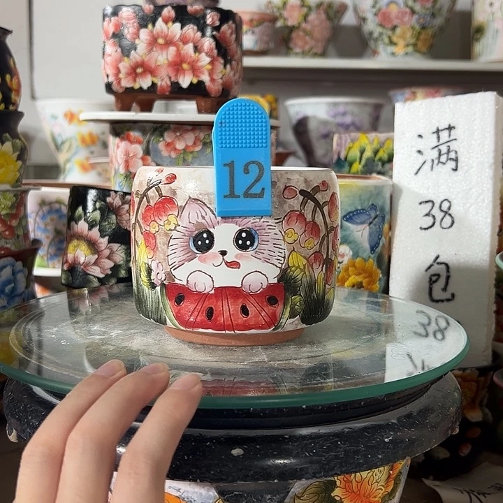 景德镇手绘花盆幸运花盆