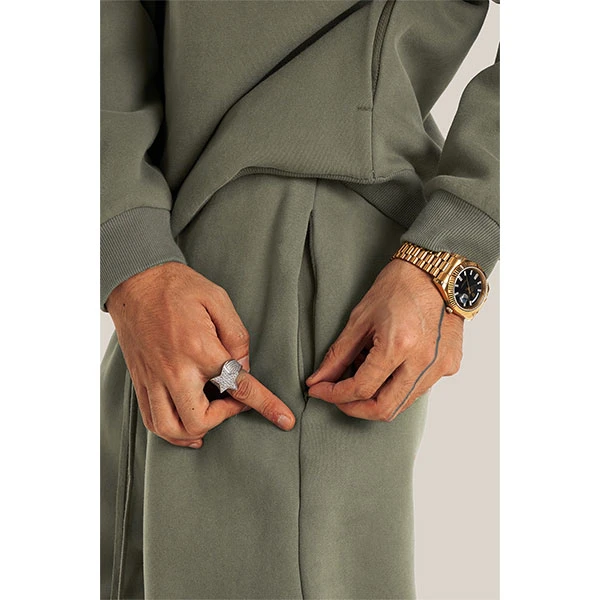 WetGrade秋冬纯色隐形拉链宽松加绒直筒保暖卫裤潮牌街头休闲裤