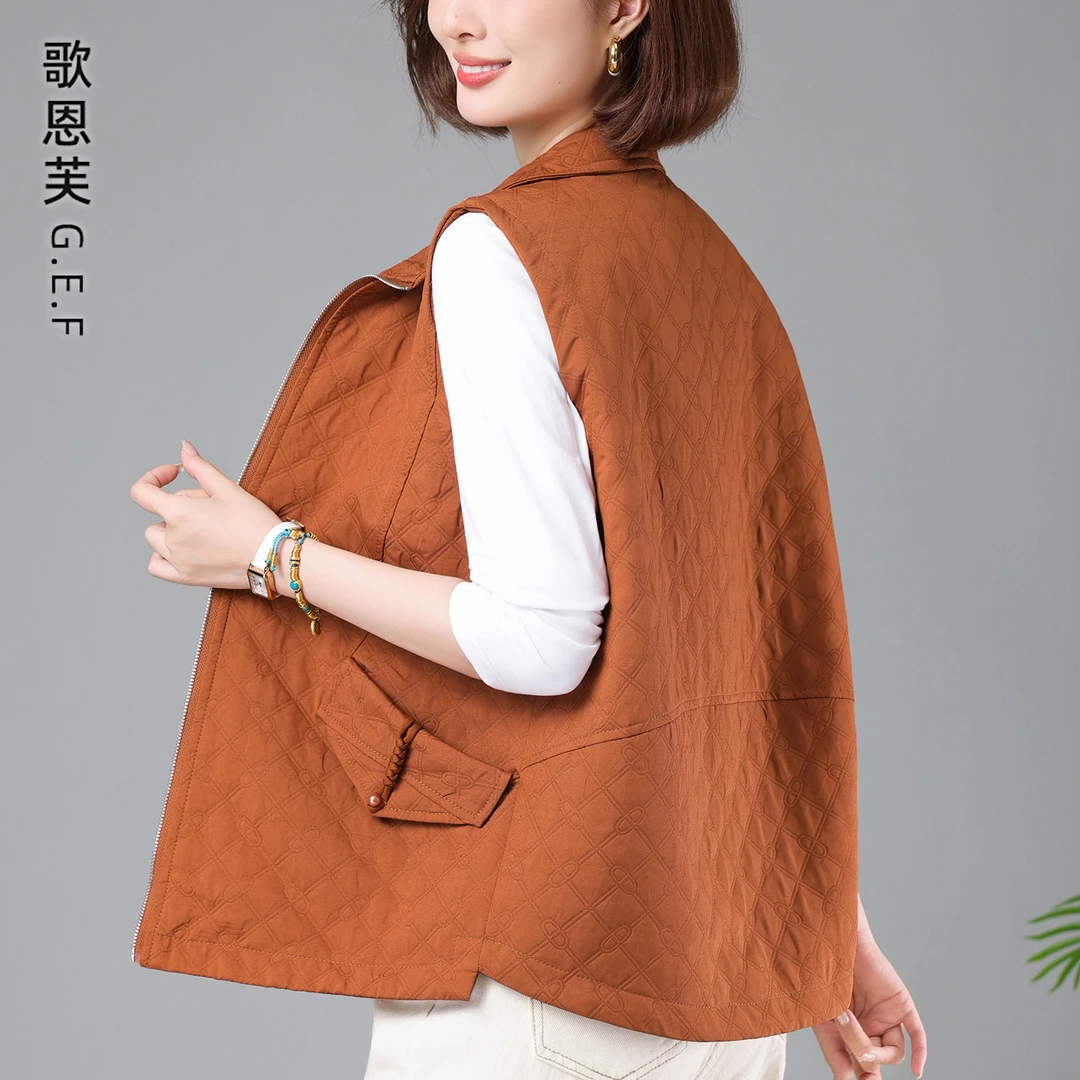 休闲背心马甲女春秋薄2025新款时髦洋气叠穿上衣外搭妈妈马夹坎肩