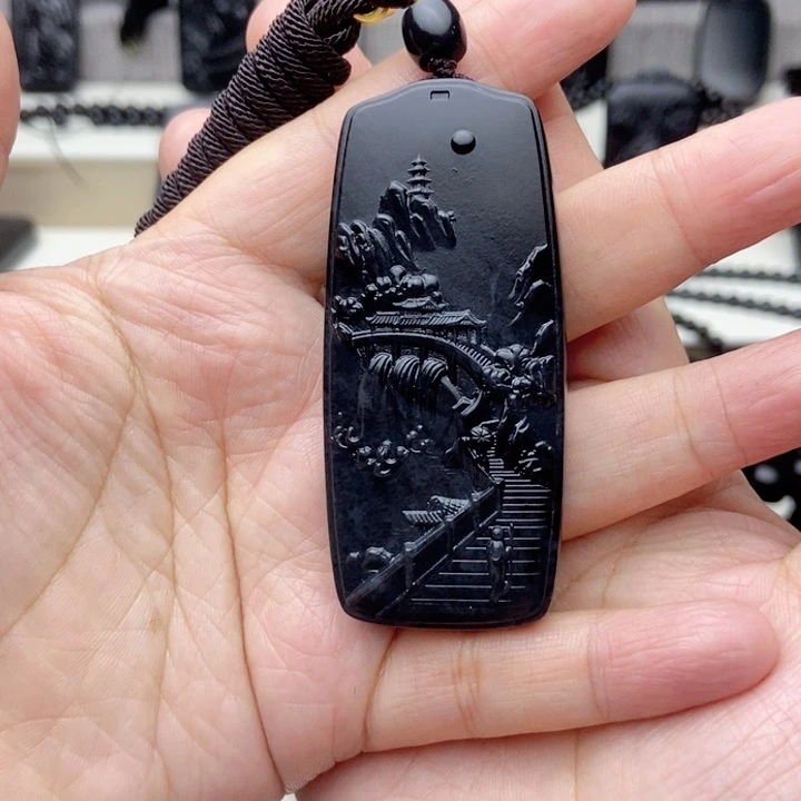 未镶嵌手链和田玉意境山水牌