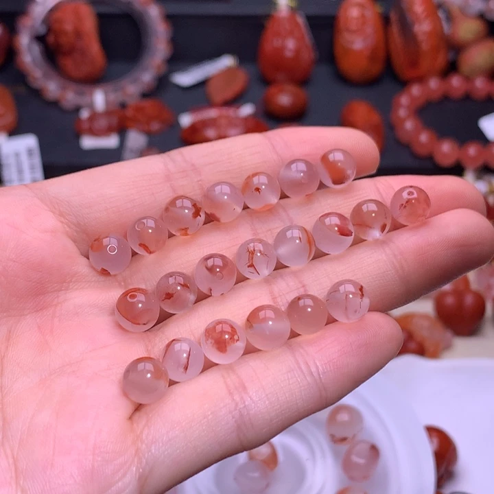 南红玛瑙未镶嵌珠宝半成品微瑕随机五颗