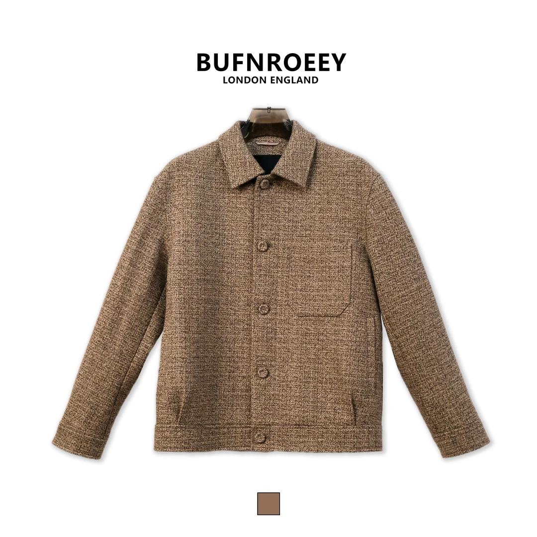 BUFNROEEYLP同款 秋冬 老钱风 花呢羊毛温莎领男士休闲夹克外套