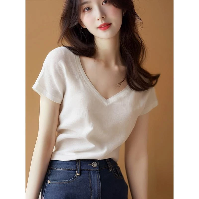 时尚洋气正肩女装T恤夏季新款爆款洋气欧货小衫独特别致绝美上衣