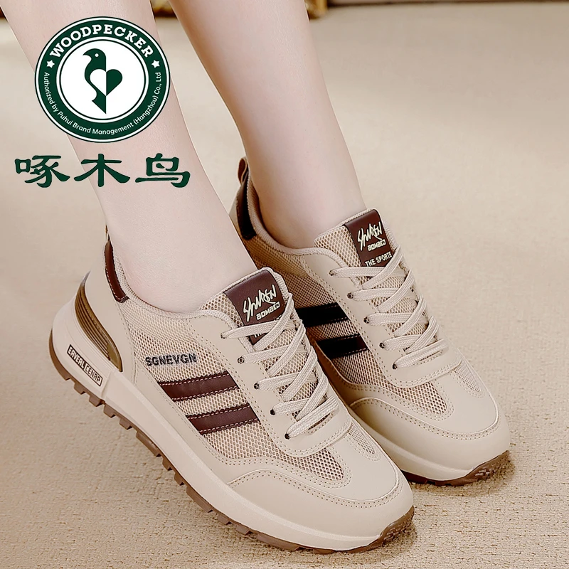 啄木鸟时尚网面软底阿甘鞋女2025夏季单网防臭运动休闲轻便跑步鞋