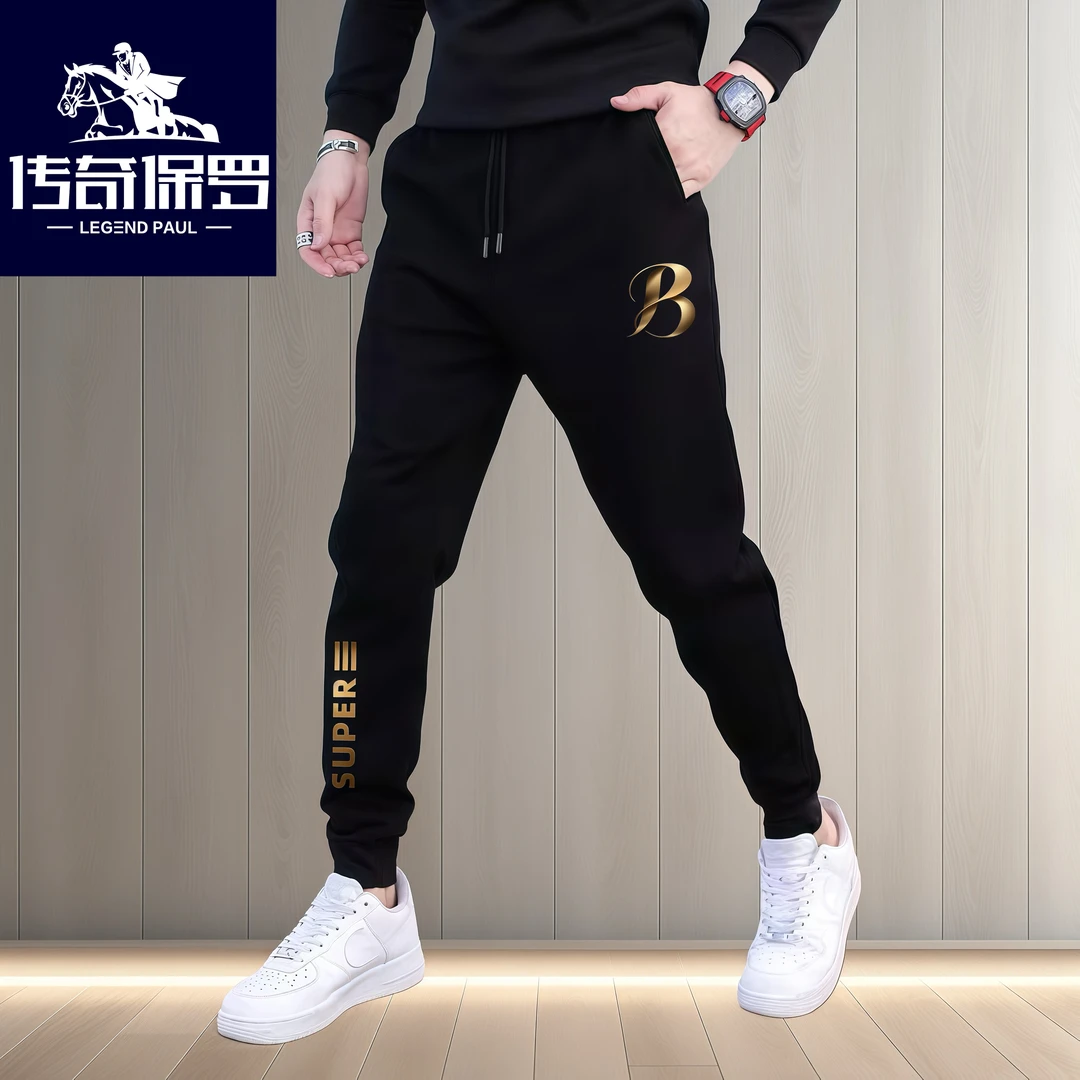 2025秋冬新款男士休闲裤卫裤棉百搭潮流运动宽松束脚加绒高级感