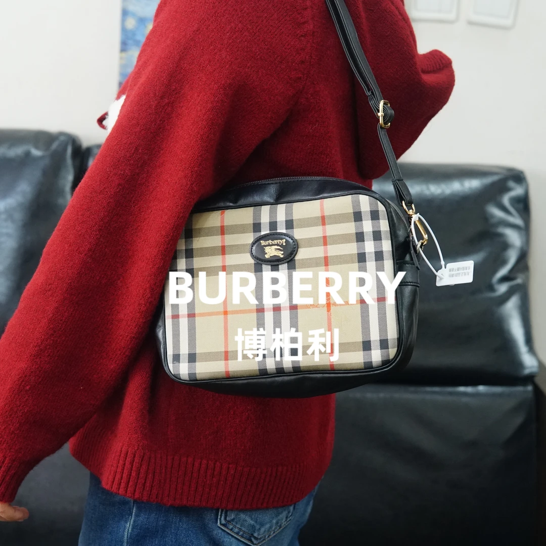 95新 BURBERRY/博柏利 战马格纹斜跨包/JJ11716005/6005