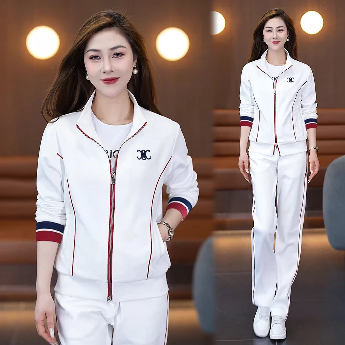 2025春季新款女装休闲运动服套装减龄立领时尚宽松洋气春秋两件套