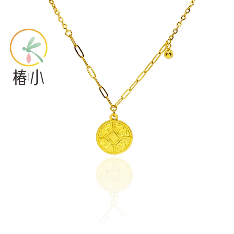 坠链均925银 碎碎冰钱币项链  【椿小】294004