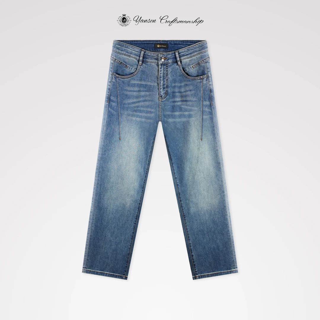 【黑标系列】莱塞尔重工石磨水洗手工擦白结构直筒牛仔裤YS061