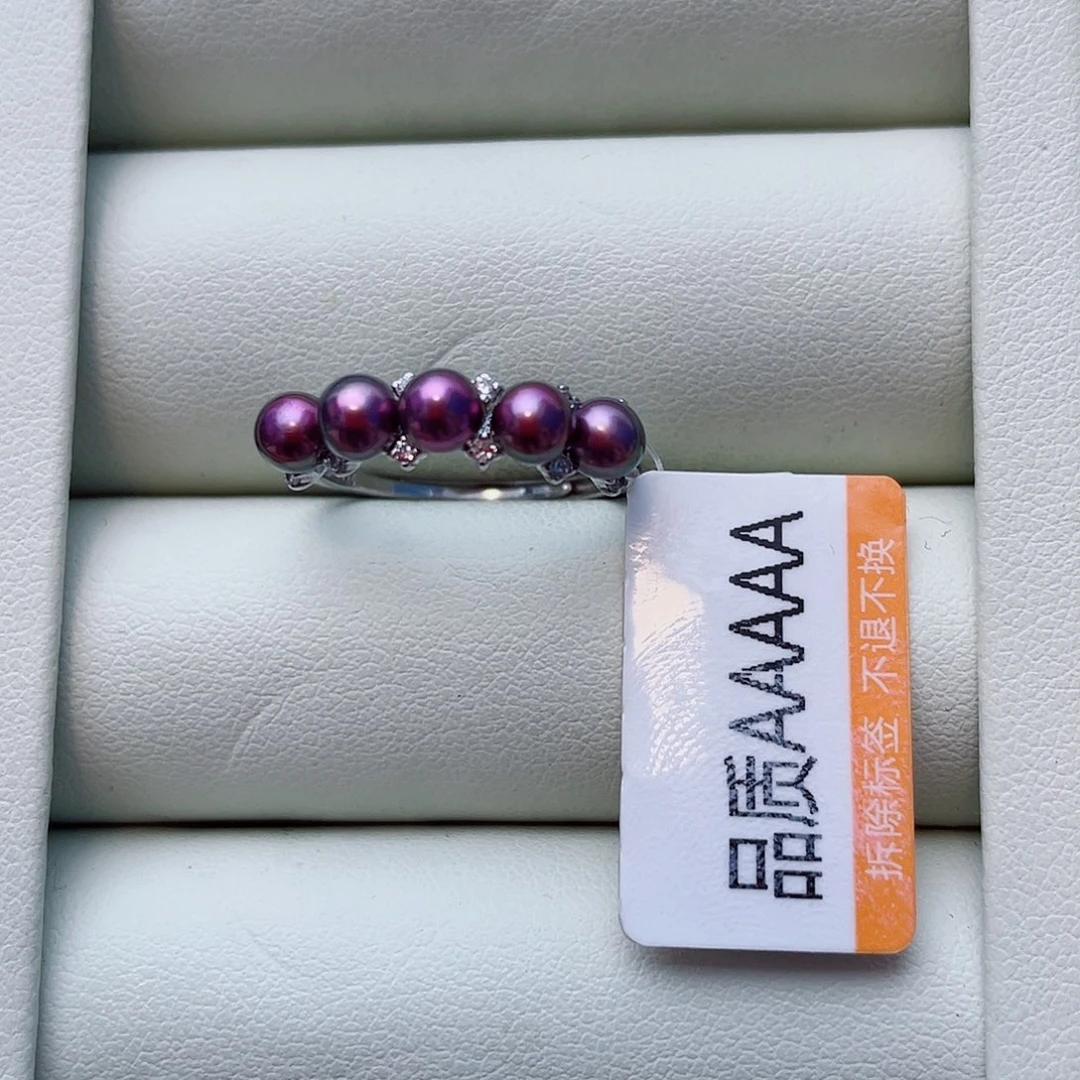 淡水珍珠戒指银S925镶嵌w57