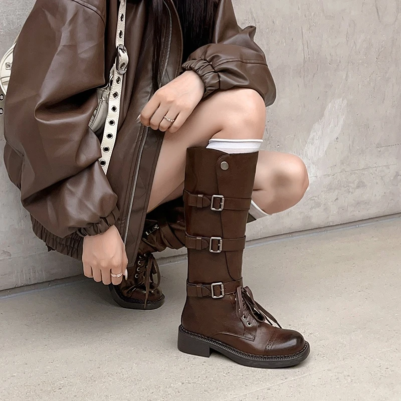 跟高4cm/34-40/DY10079/秋冬新款百搭舒适厚底显瘦复古工装靴