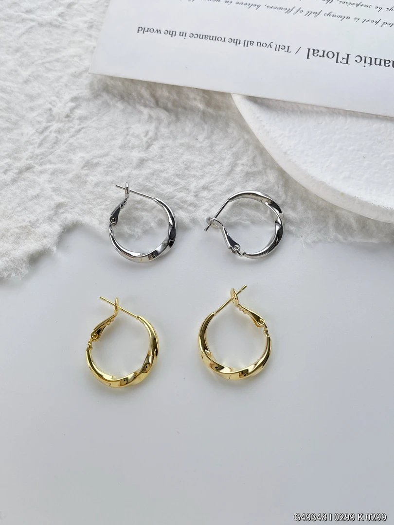 铜合金耳饰 欧比雅比耳饰时尚百搭小众简约气质圈圈2公分小耳圈