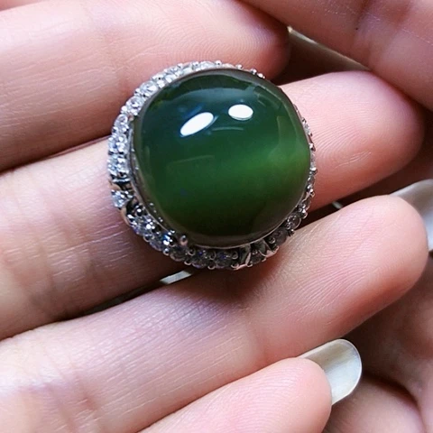 和田玉银S925镶嵌挂件