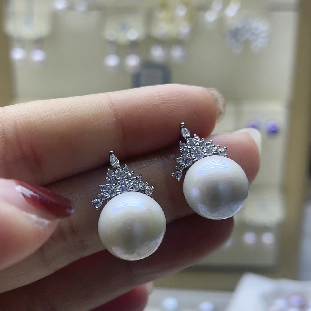 淡水珍珠耳饰银S925镶嵌