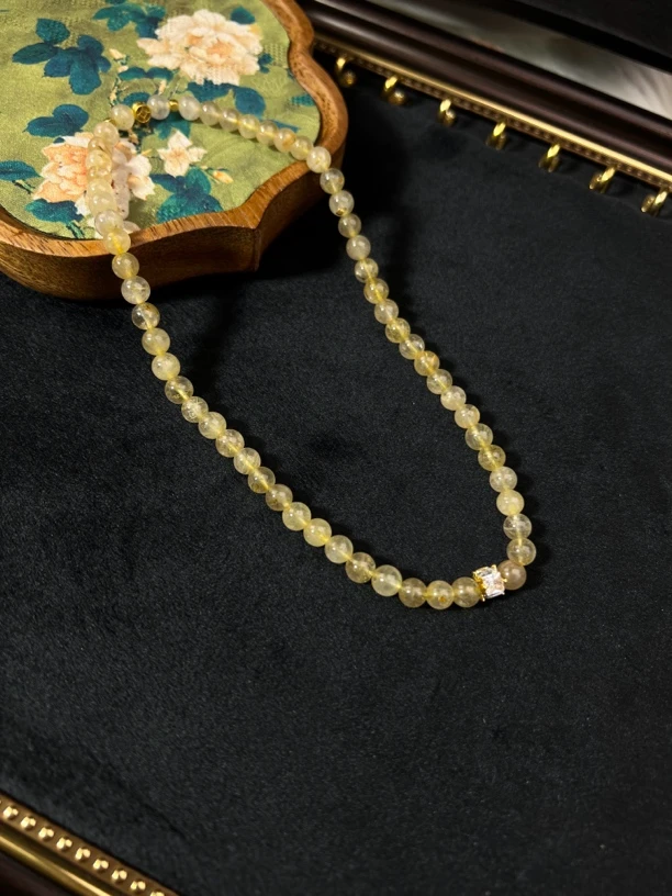 A193天然水晶巴西金发晶双圈叠戴高级水晶