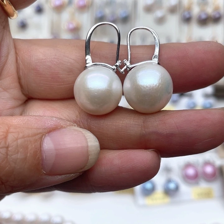 淡水珍珠耳饰银S925镶嵌→****猫