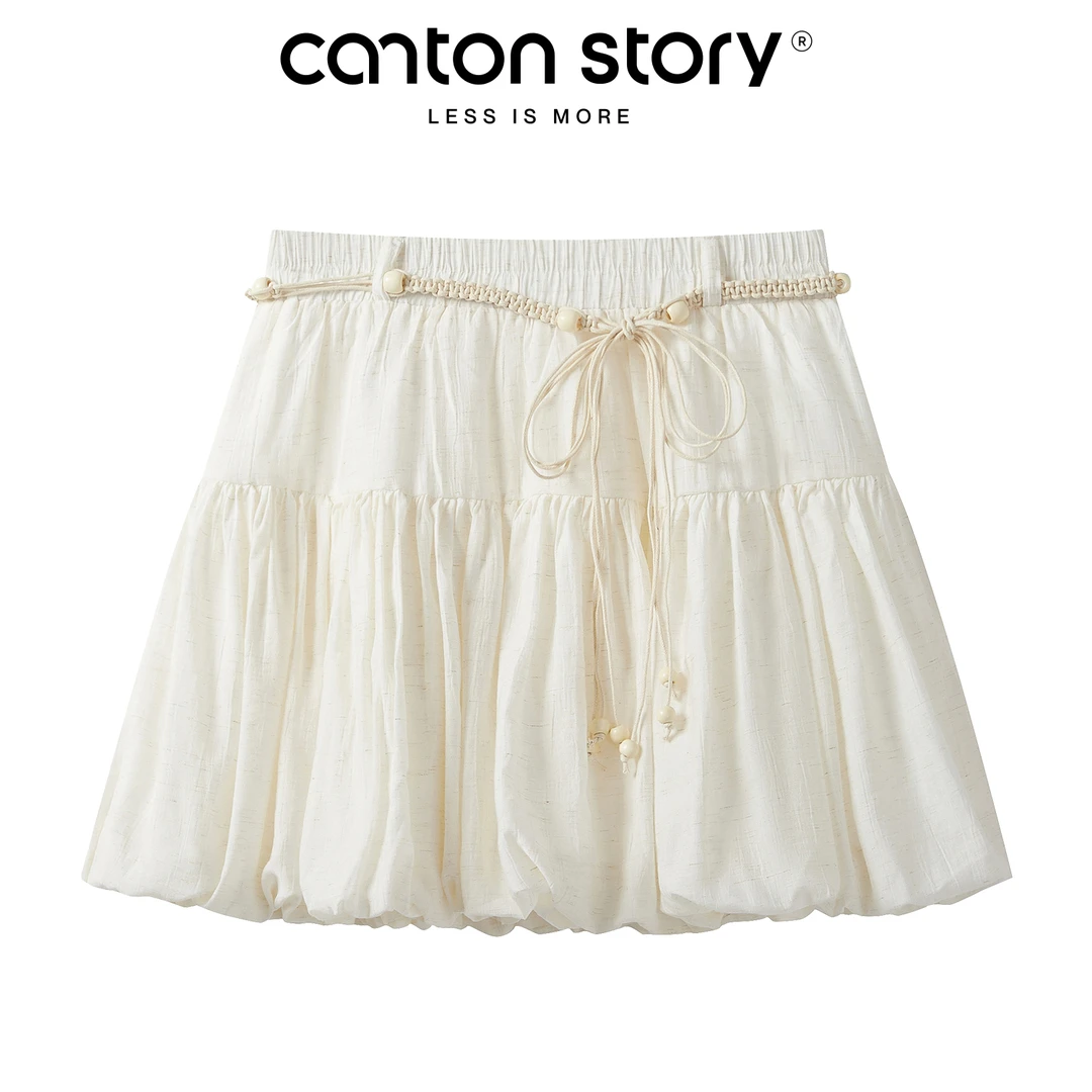羊城故事 法式系带高腰显瘦蓬蓬a字短裙 Y2506x配腰带半身裙x8506
