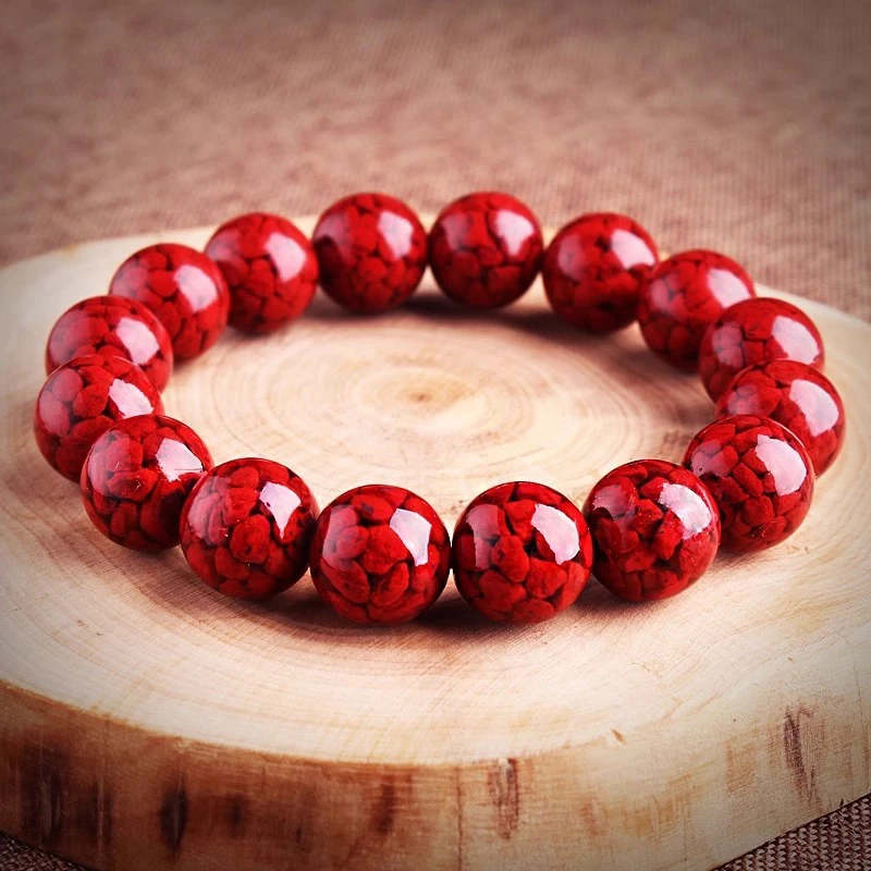 含辰砂工艺品【拥漫珠宝】朱砂晶体沙手串