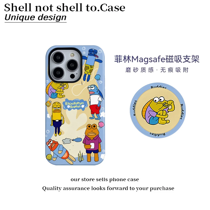 趣味比奇堡居民人鱼菲林二合一适用苹果17手机壳华为小米vivox200