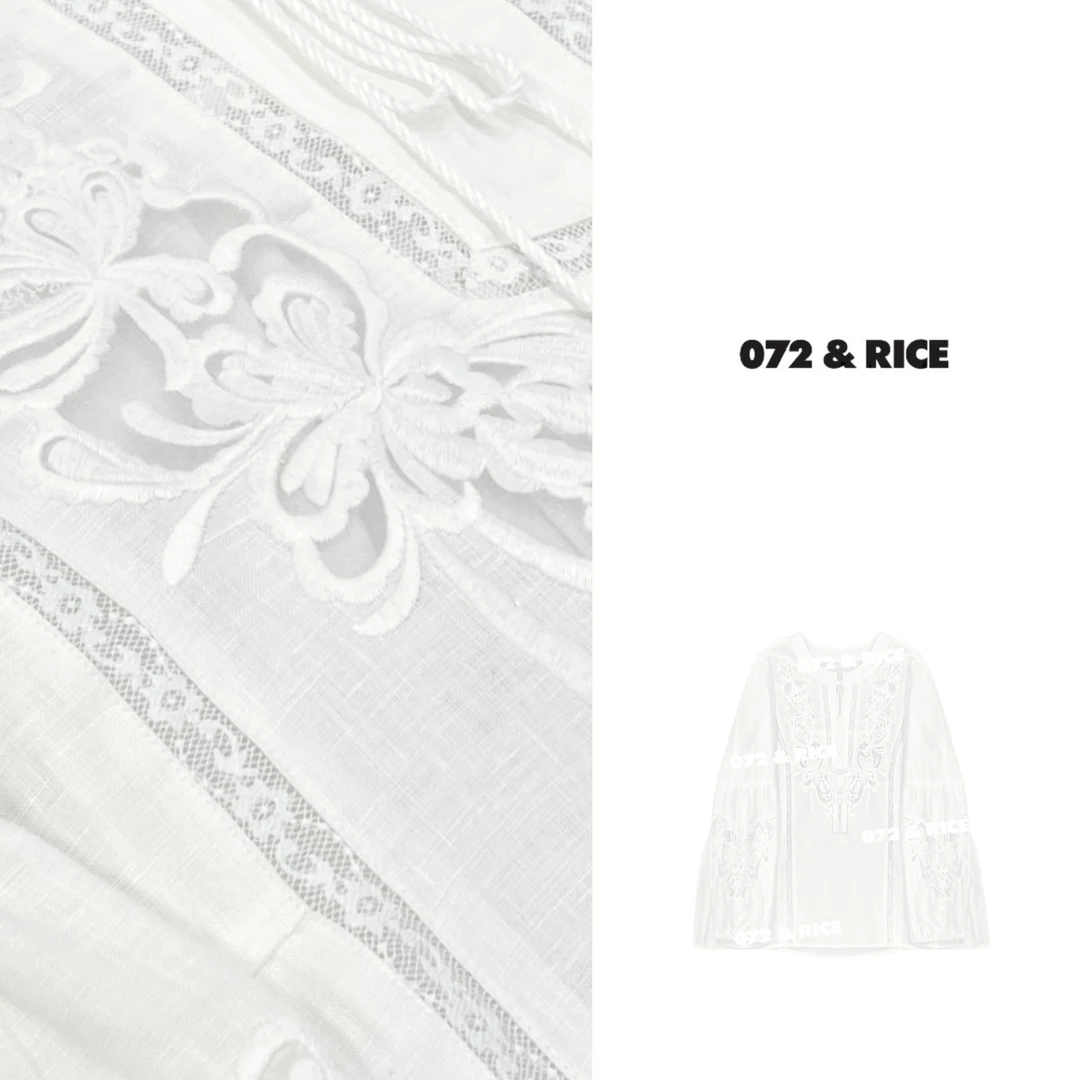 072 & RICE【贝拉】100亚麻 夏季休闲圆领长袖上衣 32XB82