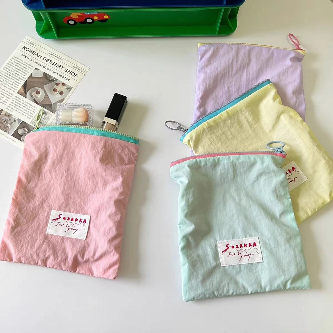 马卡龙收纳包韩版ins可爱风撞色薄款零钱包外出便携杂物收纳袋xxx