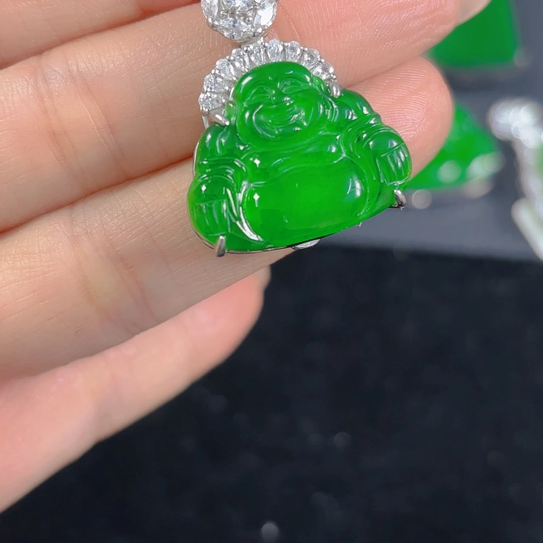 吊坠(不含链)银S925镶嵌翡翠
