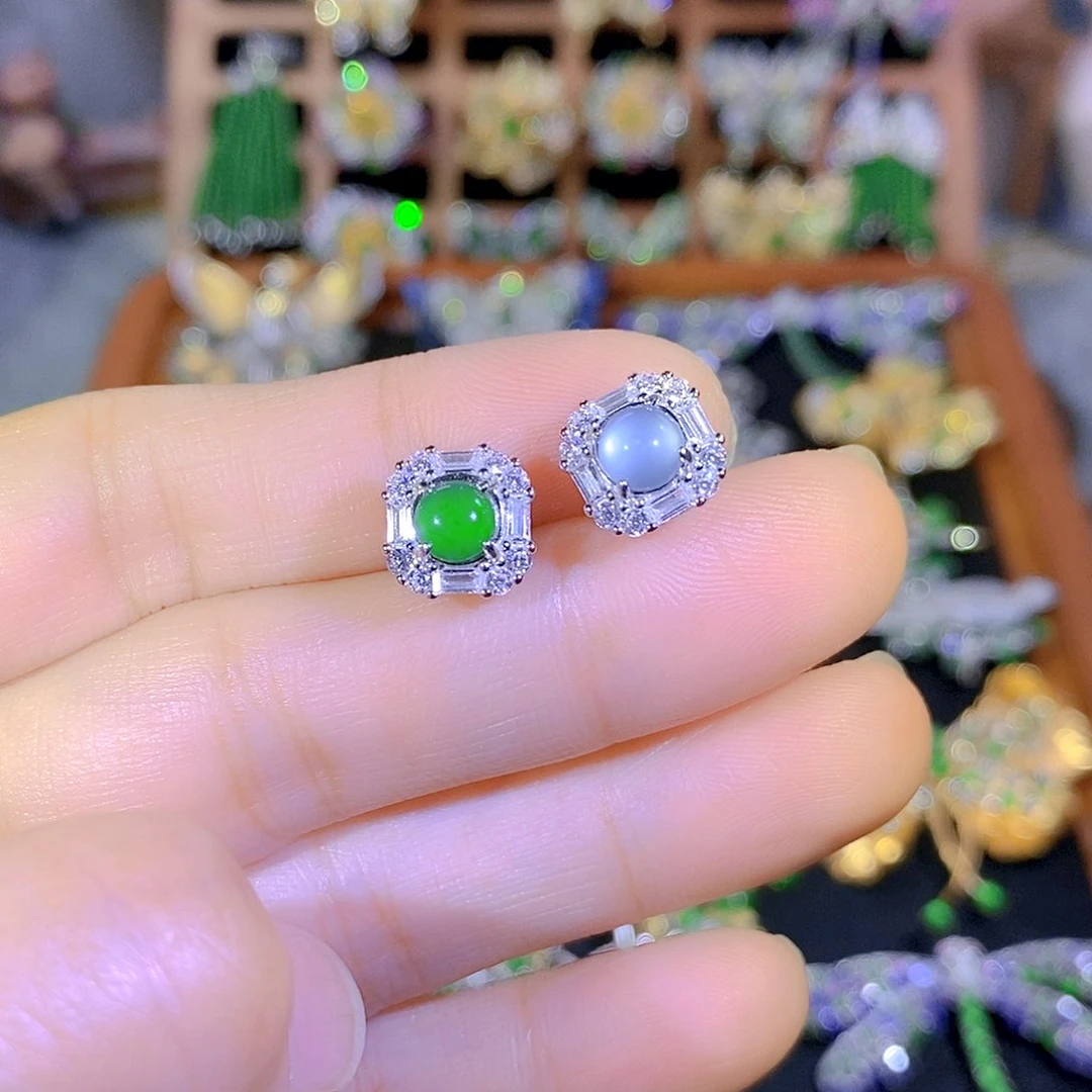 吊坠(不含链)银S925镶嵌翡翠