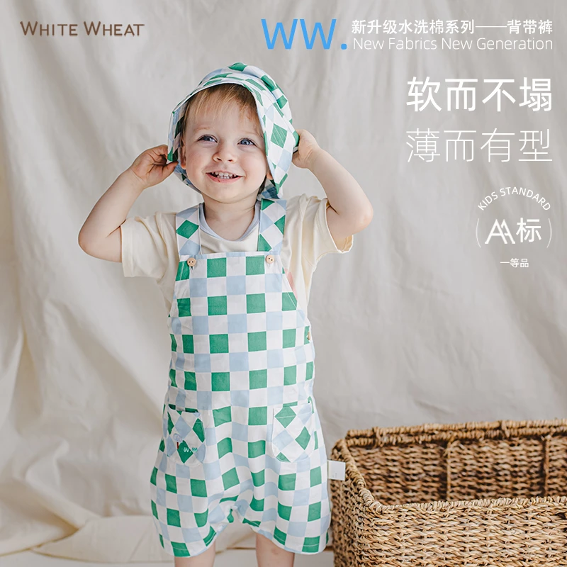 WhiteWheat夏季新款儿童背带裤纯棉儿童外穿宝宝休闲裤WW23CK010