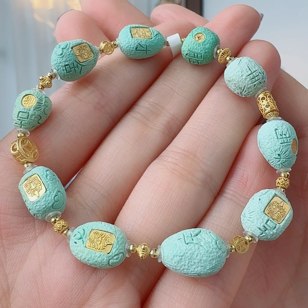 绿松石18K金镶嵌珠宝奇石