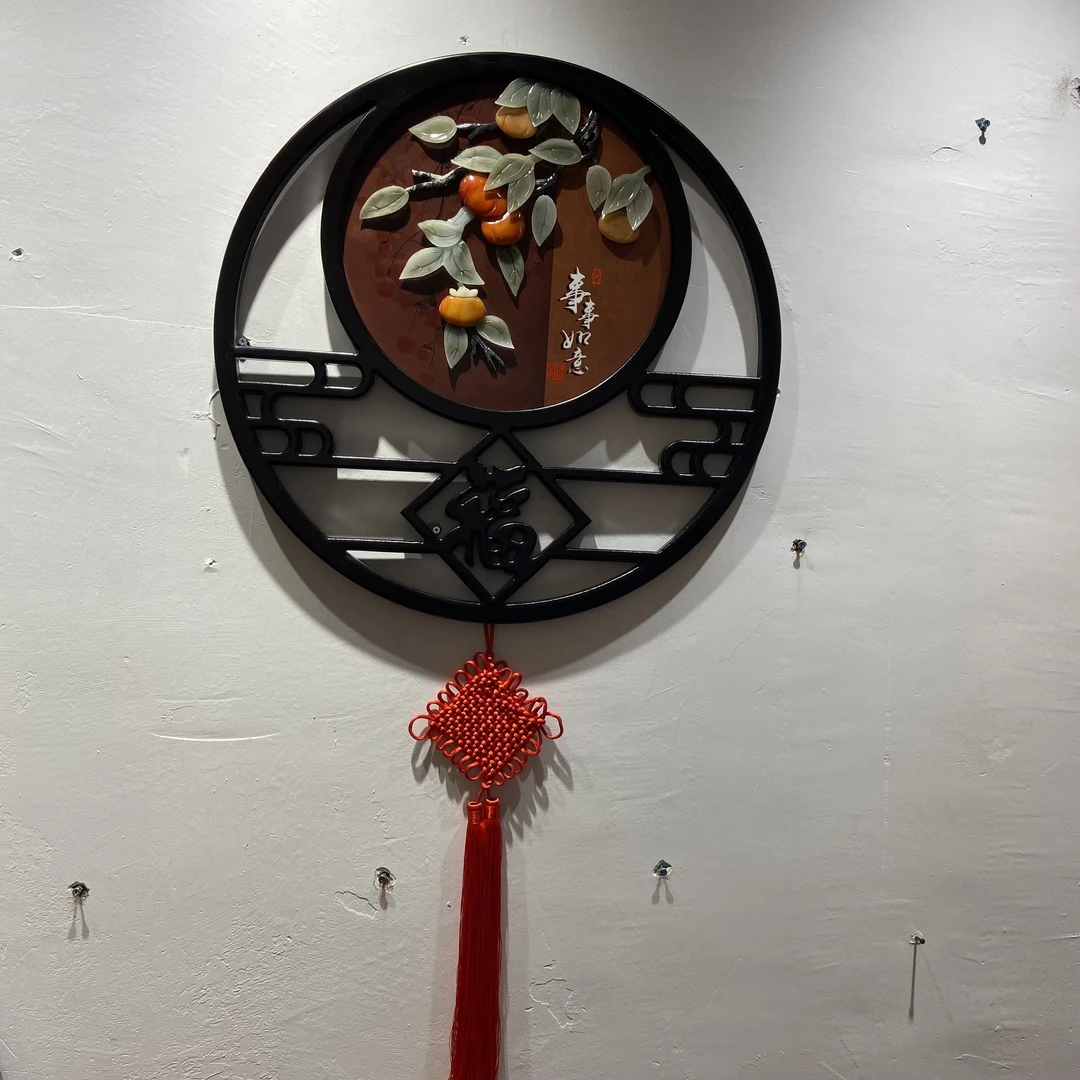 东阳木雕类小挂件工艺品【定制品不支持退货】天然玉，事事如意