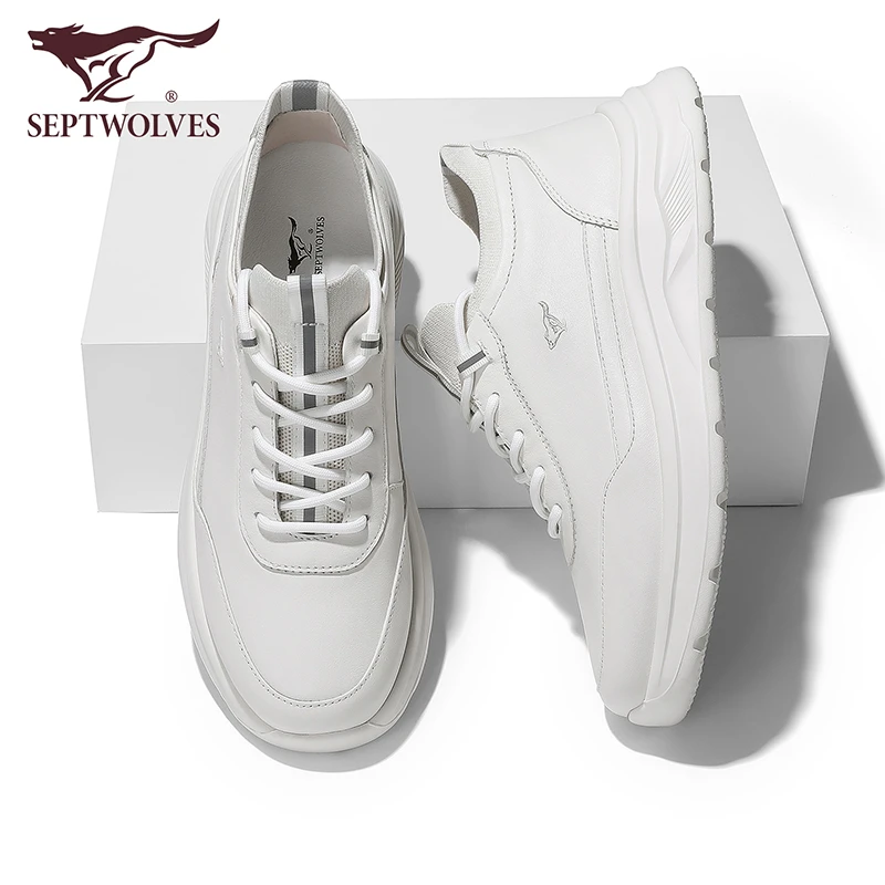 七匹狼小白鞋男款2025新款休闲板鞋高级感白色休闲鞋冬秋真皮鞋子