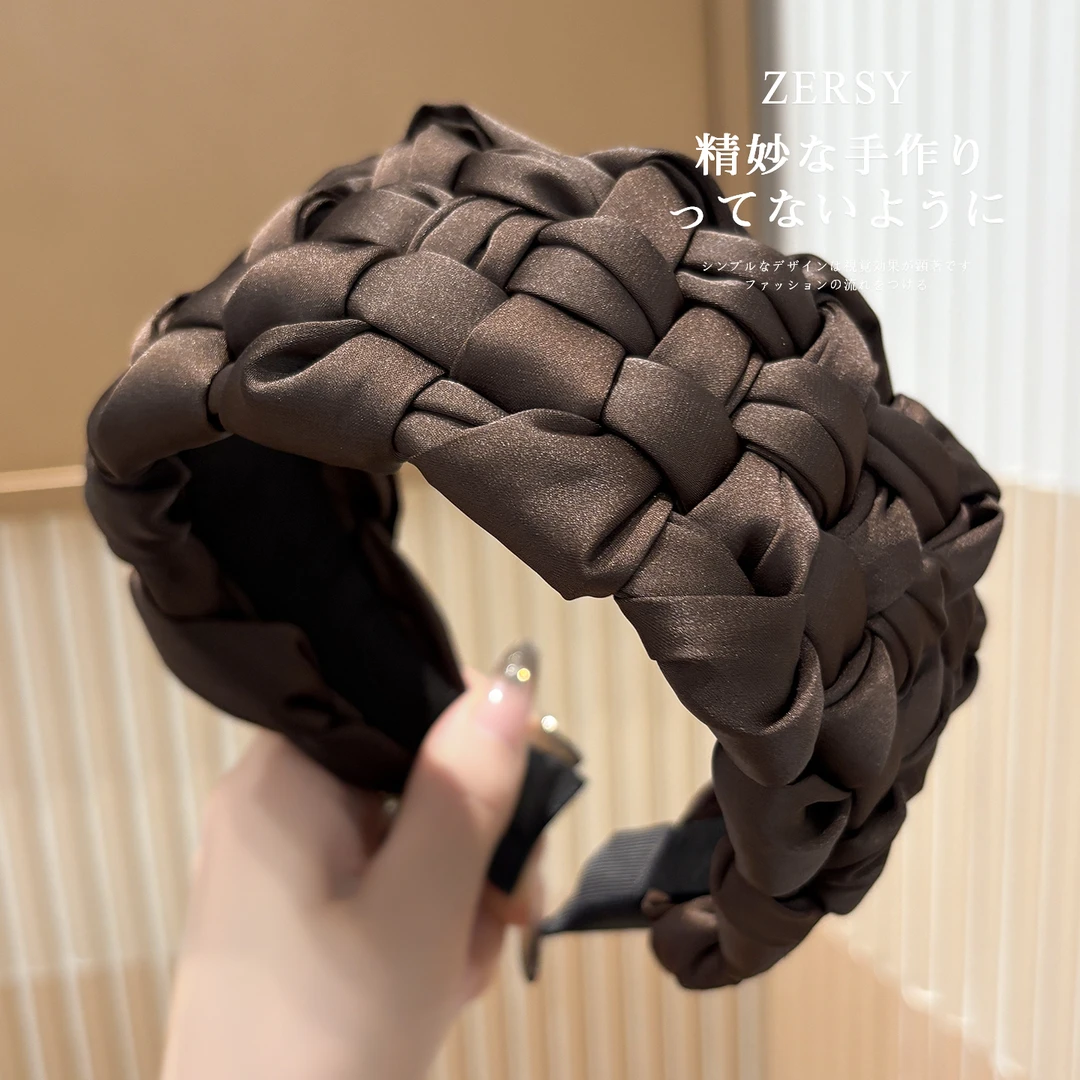 纯色宽边编织发箍女款高颅顶洋气时尚发卡日常外戴遮白发洗脸头箍