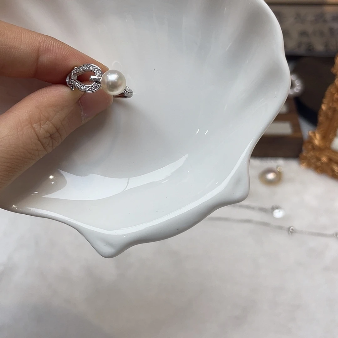 戒指银S925镶嵌海水珍珠