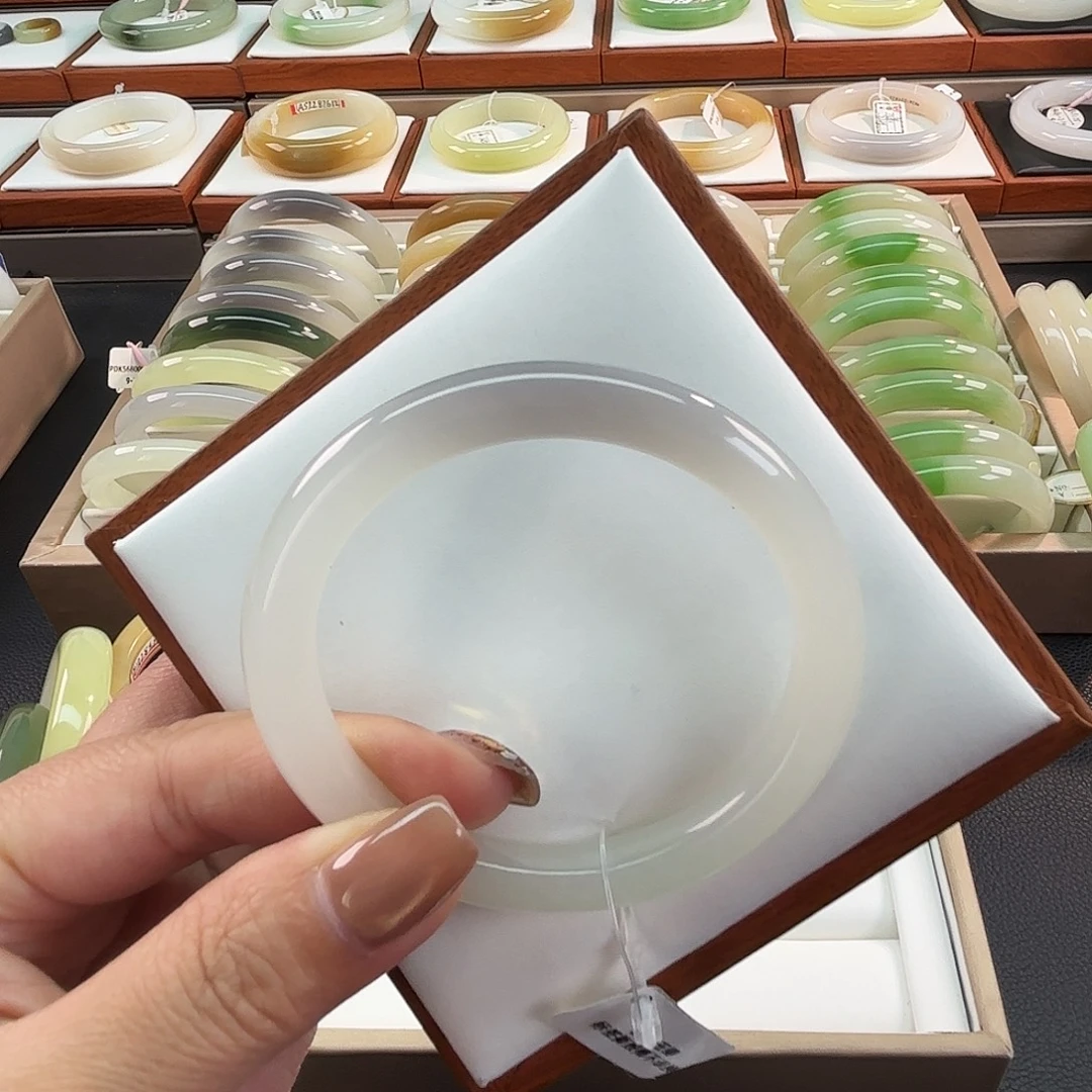 和田玉未镶嵌手镯54仙气紫