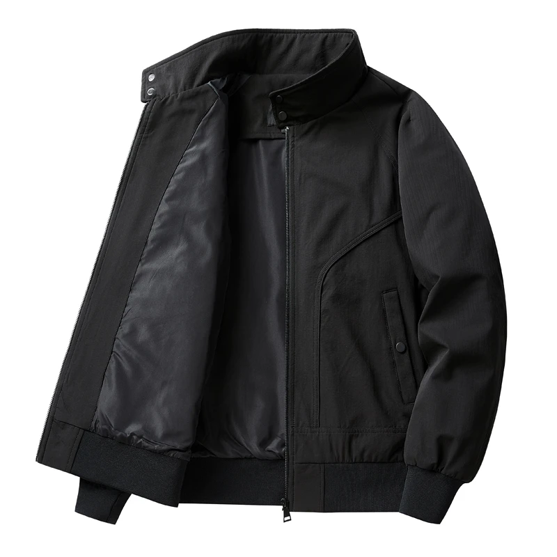 美式休闲立领男士新款夹克轻奢简单宽松外套春秋季工装老钱风外套