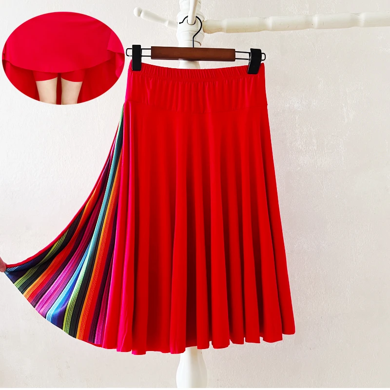 60cm广场舞跳舞短裙夏半身裙运动健身表演舞蹈裙交谊舞裙子跳舞裙