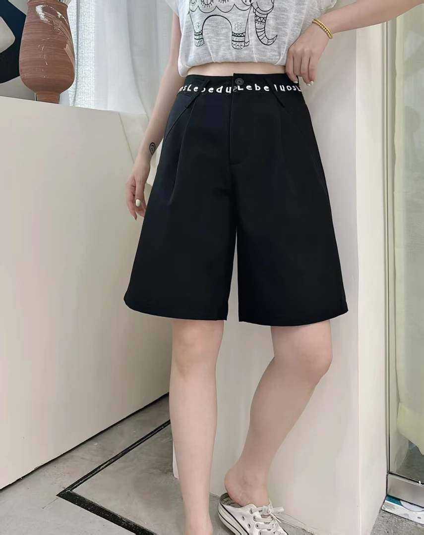 夏季新款腰字母百搭休闲时尚显瘦五分裤