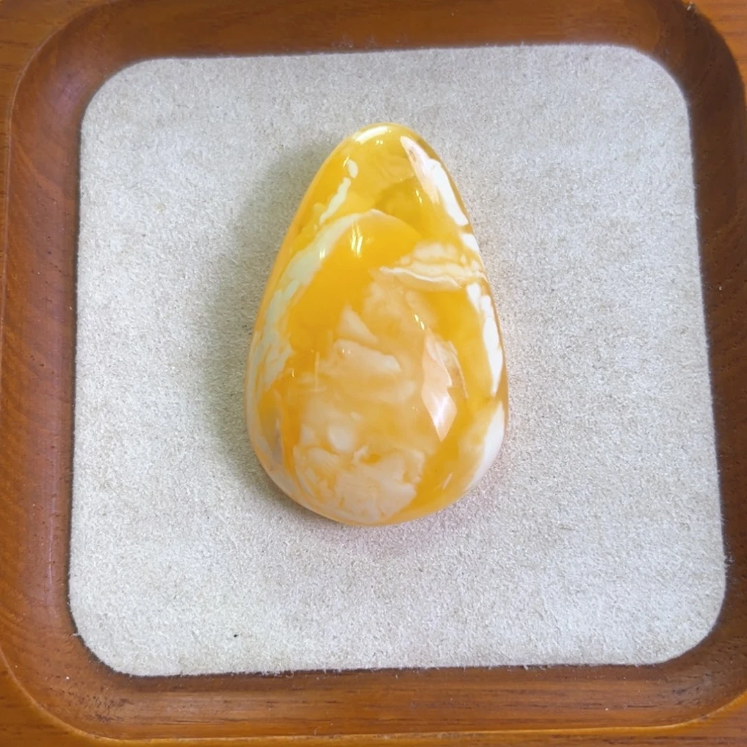 蜜蜡未镶嵌吊坠(不含链)时尚精致橘金瓷白溶洞妖花蜜蜡水滴吊坠