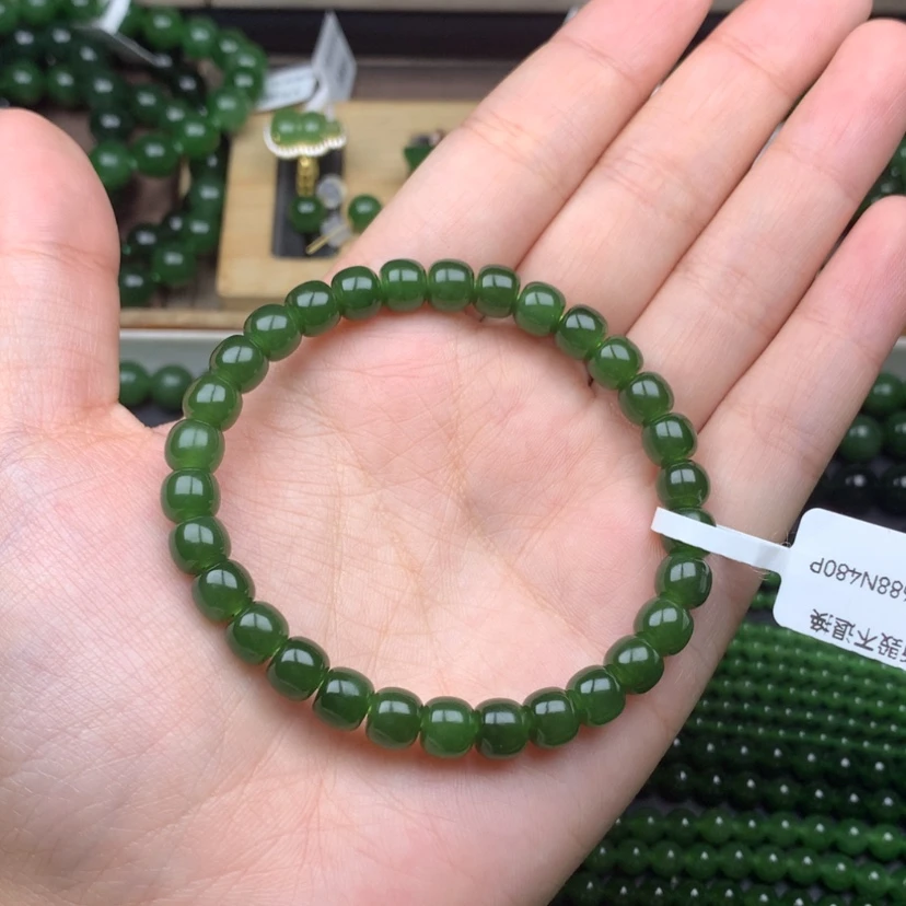 【闪购商品】未镶嵌手串和田玉（碧玉）7m老型珠无黑点