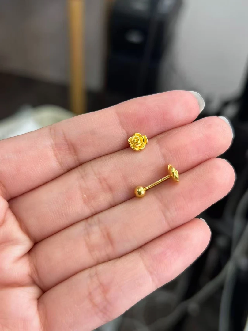 足金999 小玫瑰直针拧螺丝