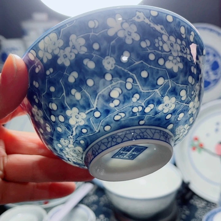 青花玲珑5寸饭碗冰梅