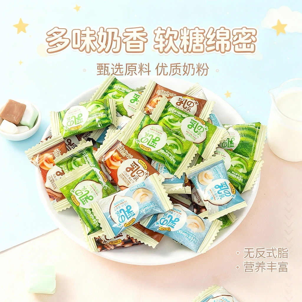 牛乳糖香芋/抹茶/酸奶/巧克力/海盐/原味/咖啡等多口味奶糖软糖果
