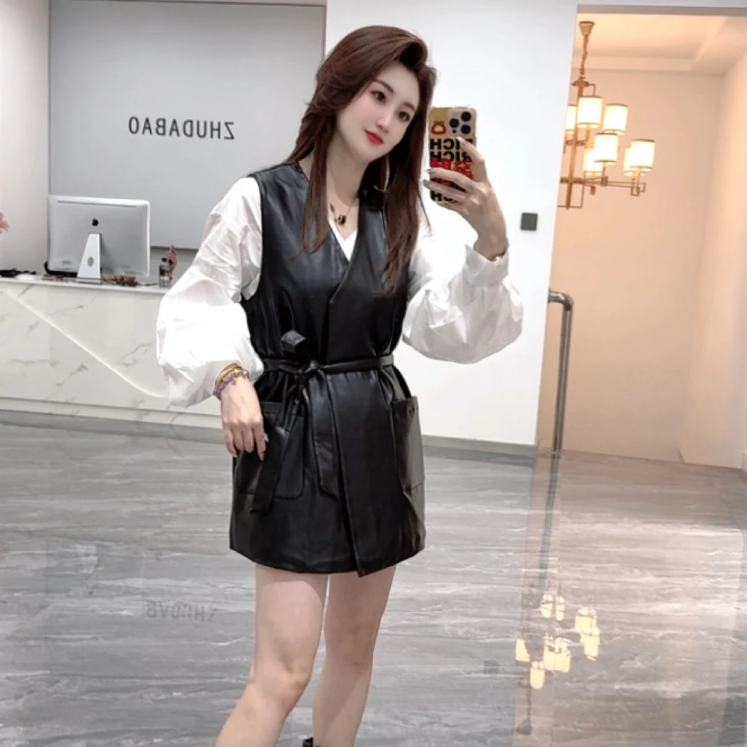 秋款洋气衬衫马甲时尚套装