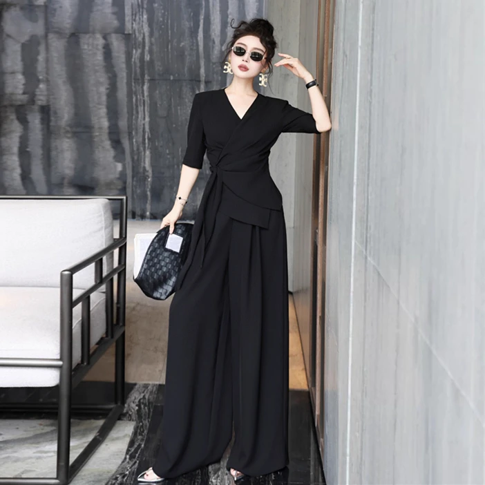 高品质时尚穿搭一整套装女高级感气质上衣长裤两件套潮