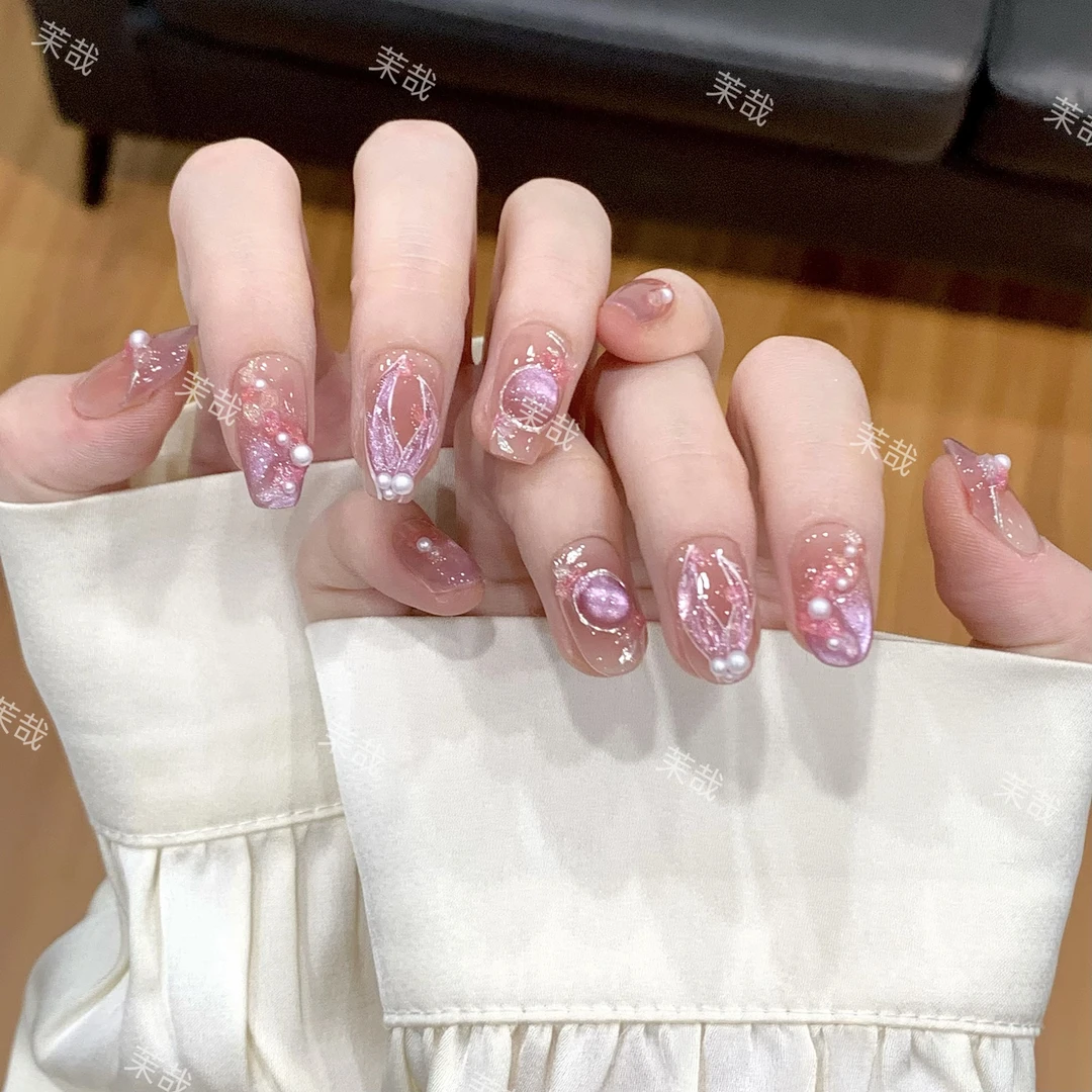 茉哉皮皮【爱丽尔】纯手工定制美甲拆卸穿戴甲A3896